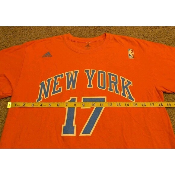 Adidas NBA New York Knicks Jeremy Lin #17 Orange T-Shirt Jersey Men's M - Picture 4 of 5